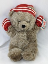 Applause Brown Bear Plush Knit Hat Mittens 13 Inch 1987 Stuffed Animal Toy - £26.85 GBP