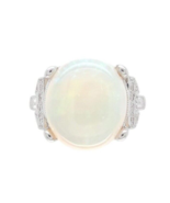 18k White Gold Large 6.88 Carat Genuine Australian Opal Diamond Ring (#J... - €2.641,24 EUR