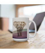 Elephant Coffee Mug Spirit Animal Japanese Waves Geometric Pattern Ceram... - £18.02 GBP