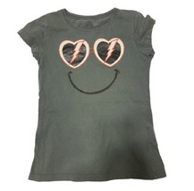 Girls Size XL T shirt Gray Smile  Face Cap Sleve Round Neck - £6.83 GBP