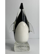 ART GLASS PENGUIN FIGURINE  CRYSTAL HAND MADE BIRD PAPERWEIGHT DECOR - $23.71