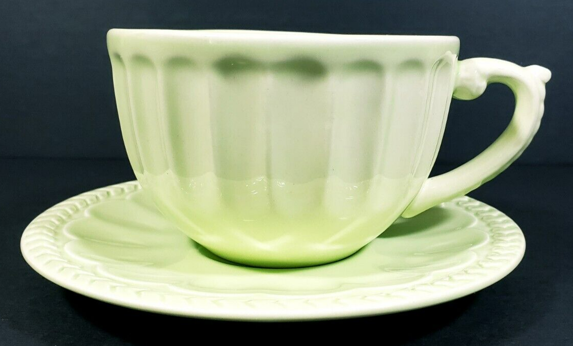 American Atelier Ironstone Athena Mint Green Cup and Saucer - $8.59