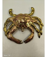 Large Vtg. JJ Crab Brooch Pin Pendant Handmade Copper Goldtone Hecht En ... - £34.49 GBP