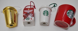 STARBUCKS lot of 3 Ceramic Christmas Ornaments 2007, 2011 + 1 Mini Cup 2015 - £32.01 GBP