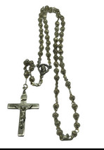 Antique Fillgree Silver Tone Beads Sterling Silver Meadal Rosary 23” - $1,456.10 MXN