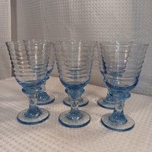 Libbey Sirrus Ice Blue Ribbed Water Wine Goblet Drinking Glass 7&quot; Set of... - £29.42 GBP