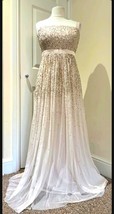 Monsoon Evening Dress Size 12 Beige Gown Bridesmaid Feminine - $48.39