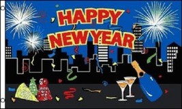 Happy New Year Flag Party Banner New Years Eve Event Holiday Pennant 3x5 Outdoor - £10.95 GBP