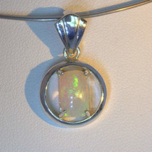Pendant Welo Opal Rectangle Unisex Handcrafted Sterling Silver Dangle Design 109 - £67.57 GBP