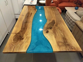 72&quot;x36&quot; Epoxy Wooden Dining Table Top Handmade Dining Room Furniture With Stand - $3,520.52