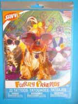 SAVVI Colorful Tattoos 22+ FURRY ANIMAL FRIENDS Made In US 2&quot; - 1/2&quot; Pac... - £3.10 GBP