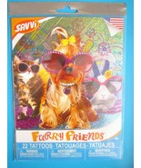 SAVVI Colorful Tattoos 22+ FURRY ANIMAL FRIENDS Made In US 2&quot; - 1/2&quot; Pac... - $3.95