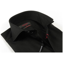 Men Dress Shirts AXXESS Turkey 100% Soft Egyptian Cotton 224-07 Solid Black image 7