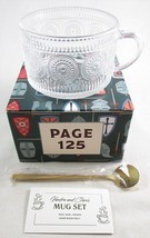 NIB NEW Once Upon A Book Club 15 oz. Clear Glass Mug &amp; Spoon Set - $12.99