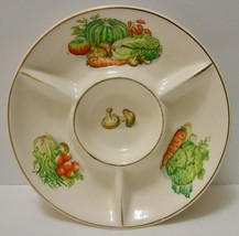 Vintage Sectional Serving Dish Ceramic Food Veggie Theme Made In Japan - £31.41 GBP