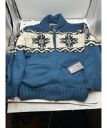 Lost Horizons Wool Fleece Lined Blue Snowflake Cardigan Zip Sundance Sma... - $2,073.21 MXN
