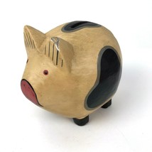 Vintage Wood Pig PIGGY BANK Hand Painted Chippy Primitive Farmhouse Decor - £14.23 GBP