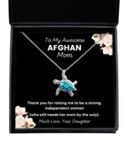 Afghan Mom Necklace Gifts - To My Awesome Mom - Turtle Pendant Jewelry  - £39.27 GBP