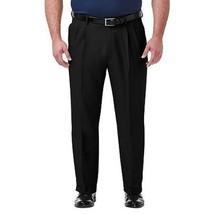 Haggar Mens Big and Tall Stretch Classic-Fit Solid Pleated Dress Pants - £32.71 GBP