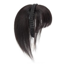 Women 10&quot; Twist Braid Headband Straight Hairpieces Human Hair (Natural Black) - £17.83 GBP