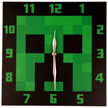 Minecraft Creeper Character Face Wall Clock Black - £28.51 GBP