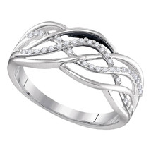Sterling Silver Womens Round Diamond Woven Crossover Strand Band 1/10 Cttw - $88.00