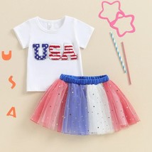 NEW 4th of July USA Patriotic Girls Tutu Skirt Outfit Set - £4.69 GBP+