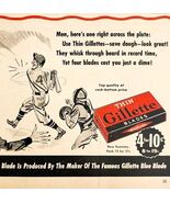 1941 Gillette Thin Shaving Razor Baseball Advertisement Hygiene Hair Car... - €21,45 EUR