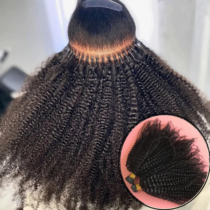 4B 4C Afro Kinky Curly Human Hair I Tips Microlinks Brazilian Remy Hair - £73.88 GBP+