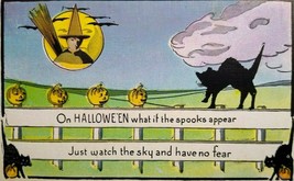 Halloween Postcard Black Cats Witch Appears In Full Moon Metropolitan News 412   - £72.84 GBP
