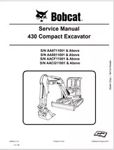 BOBCAT 430 COMPACT EXCAVATOR SERVICE MANUAL SN 6986955 - $7.00