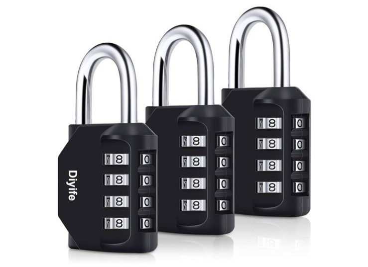 3PC Combination Lock, 4 Digit Combination Padlock for School Gym Sports ... - $24.63