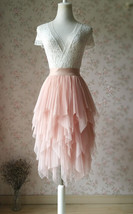 Blush Pink Tiered Midi Tulle Skirt Women Custom Plus Size Tulle Tutu Skirt image 1