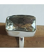 GREEN AMETHYST 925 Fine Sterling Silver Ring Size 7.5 Genuine Stone Pras... - $79.10