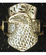DELUXE USA EAGLE HEAD SILVER BIKER RING BR221 mens RINGS jewelry NEW EAGLES - $16.93 CAD
