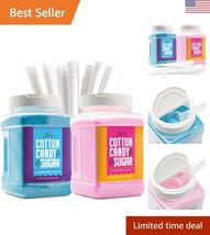 Reusable Jars Cotton Candy Floss Sugar Duo | Includes Scooper &amp; Easy-Pou... - $75.12