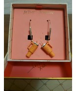 Betsey Johnson Drop Dangle Earrings Orange Drinking Cup Tumblers NWT 859... - $21.46