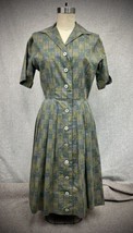 Vintage 1950s Cotton Checkered Button Down Novelty Print Princess Dress ... - £65.64 GBP