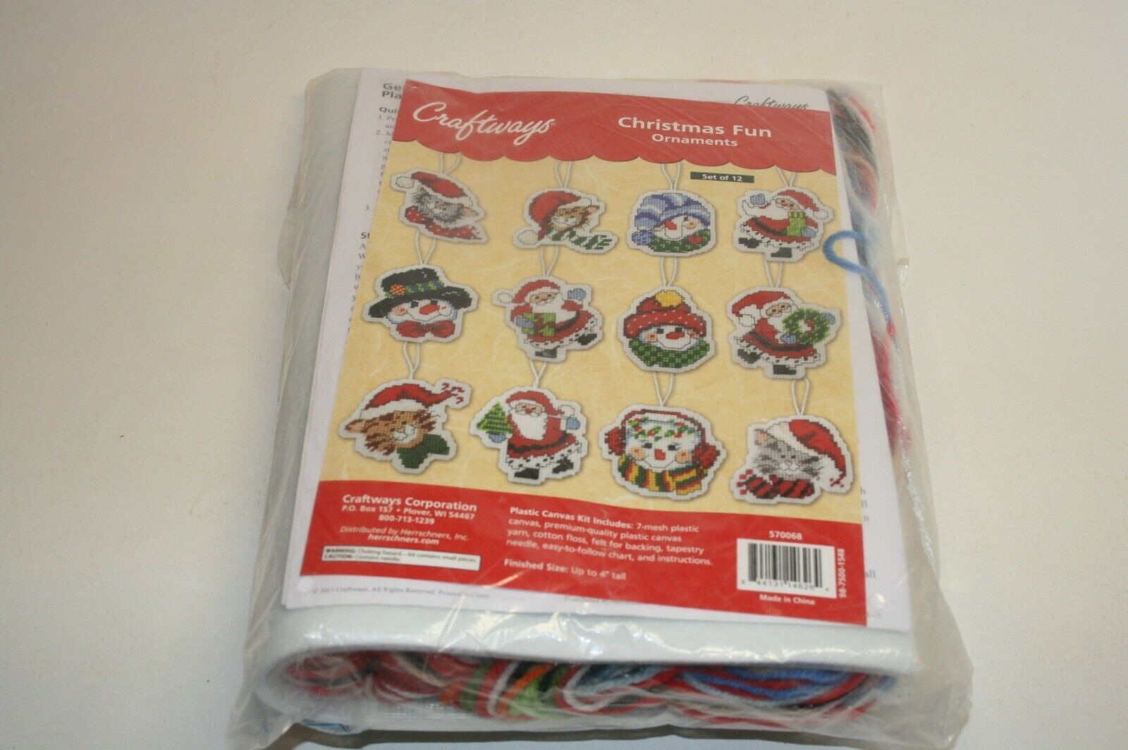 Craftways #570068 Set of 12 Christmas Fun Ornaments Up to 4" Tall Needlework NOS - $9.89