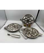 C Hugo Pott Germany Stainless Steel Escargot Plates &amp; Tongs Set of 6 (la... - $273.39 CAD