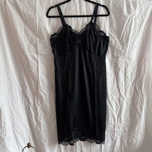 Corliss Size 40 100% Nylon Full Slip Black Lace Vintage Made In USA - $15.00