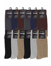 Leeds Men&#39;s Classic Cotton Blend Solid Color Multicolor Dress Socks 12 Pack - £19.87 GBP