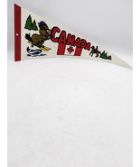 Vtg Canada BANNER . WHITE WITH RED TRIM FELT Skiing Beaver - $352.67 MXN