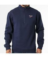 Reebok Mens Identity Quarter-Zip Fleece Sweatshirt Vector Navy Medium Re... - $28.99