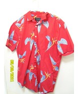 No Boundaries Men&#39;s Shirt Red Flowers Floral Medium 38/40 - $8.92