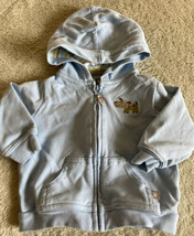 Carters Boys Blue Gray Embroidered Puppy Dog Hoodie Long Sleeve 6 Months - $4.41