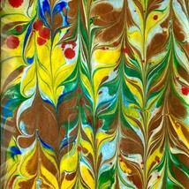Organic Chevron No 1 Original Art Colorful Handmade Marbled Paper Artwork Framed - £51.95 GBP