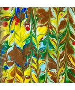 Organic Chevron No 1 Original Art Colorful Handmade Marbled Paper Artwor... - £50.76 GBP