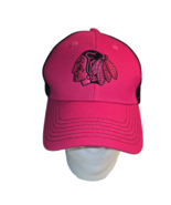 Chicago Blackhawks Pink Red Black Hat Cap OSFM Trucker Snapback Mesh Hockey - $26.59 CAD