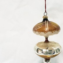 Mercury Glass Indented Christmas Tree Ornaments  3.5&quot; Vintage Brown Silver - $30.68